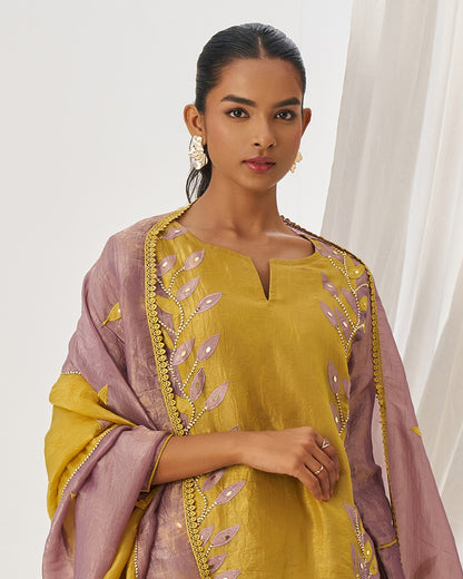 Yellow Crush Kameez With Salwar Suit For Indian & Pakistani Wedding Festival Season - Mirror Thread & Embroidery Work