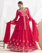 Pink Georgette Lehenga Set With Top & Dupatta For Indian & Pakistani Wedding Festival Wear - Moti & Dori With Thread & Sequence Work