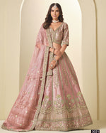 Pink Silk Lehenga Choli With Blouse & Dupatta For Indian & Pakistani Wedding Festival - Dori With Tread & Sequins Embroidery Work