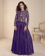 Purple Vichitra Silk Skirt Set With Top For Indian & Pakistani Wedding Festival And Party Wear - Dori With Thread & Sequence Embroidery Work