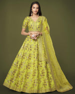 Neon Silk Lehenga Choli With Blouse & Dupatta For Indian & Pakistani Wedding Festival - Zari Sequins and Dori Embroidery Work