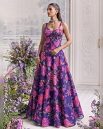 Deep Purple Tabby Organza Lehenga Choli For Indian & Pakistani Wedding