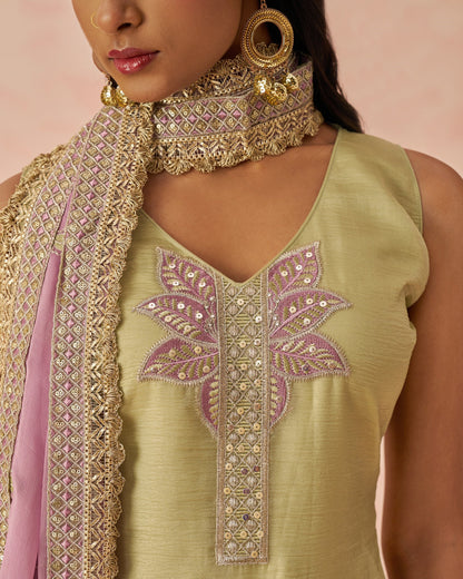 Green Crush Kameez With Salwar Suit For Indian & Pakistani Wedding Festival - Thread & Sequence Embroidery Work