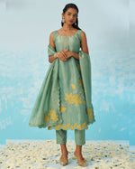 Green Crush Kameez With Salwar Suit For Indian & Pakistani Wedding Festival - Thread & Sequence Embroidery Work