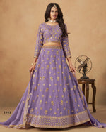 Light Purple Organza Lehenga Choli With Blouse & Dupatta For Indian & Pakistani Wedding Festival - Thread & Sequins Embroidery Work
