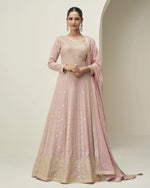 Pink Georgette Anarkali With Dupatta For Indian & Pakistani Wedding Festival Season - Thread & Sequence Embroidery