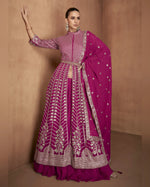 Pink Georgette Anarkali Dress For Indian & Pakistani Wedding Festival - Thread & Sequence Embroidery