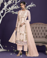 Pink Georgette Kameez With Salwar Suit For Indian & Pakistani Wedding Festival Season - Thread, Zari & Sequence Work