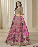 Pink Chinon Silk Lehenga Choli With Blouse & Dupatta For Indian & Pakistani Wedding Festival - Dori With Thread & Sequins Embroidery Work