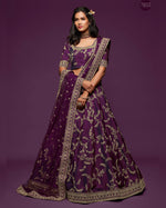 Purple Art Silk Blouse With Lehenga For Indian & Pakistani Wedding Festival - Thread, Zari, Dori and Sequins Embroidery Work
