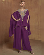 Light Purple Silk Plazo With Kaftan For Indian & Pakistani Wedding Festival - Tassels - Dori With Thread & Sequence Work