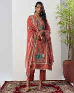 Rust Crush Kameez With Salwar Suit For Indian & Pakistani Wedding Festival Season - Moti Thread & Sequence Embroidery Work