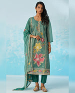 Green Crush Kameez With Salwar Suit For Indian & Pakistani Wedding Festival Season - Moti Thread & Sequence Embroidery Work
