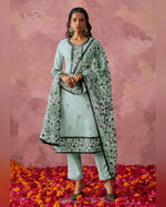 Sky Blue Georgette Kameez With Salwar Suit For Indian & Pakistani Wedding Festival Season - Thread & Embroidery Work