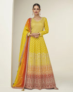 Yellow Georgette Anarkali With Dupatta For Indian & Pakistani Wedding Festival Season - Thread & Sequence Embroidery