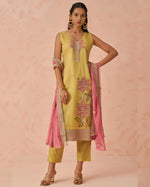 Yellow Crush Kameez With Salwar Suit For Indian & Pakistani Wedding Festival - Thread & Sequence Embroidery Work