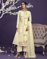 Yellow Georgette Kameez With Salwar Suit For Indian & Pakistani Wedding Festival Season - Thread, Zari & Sequence Work