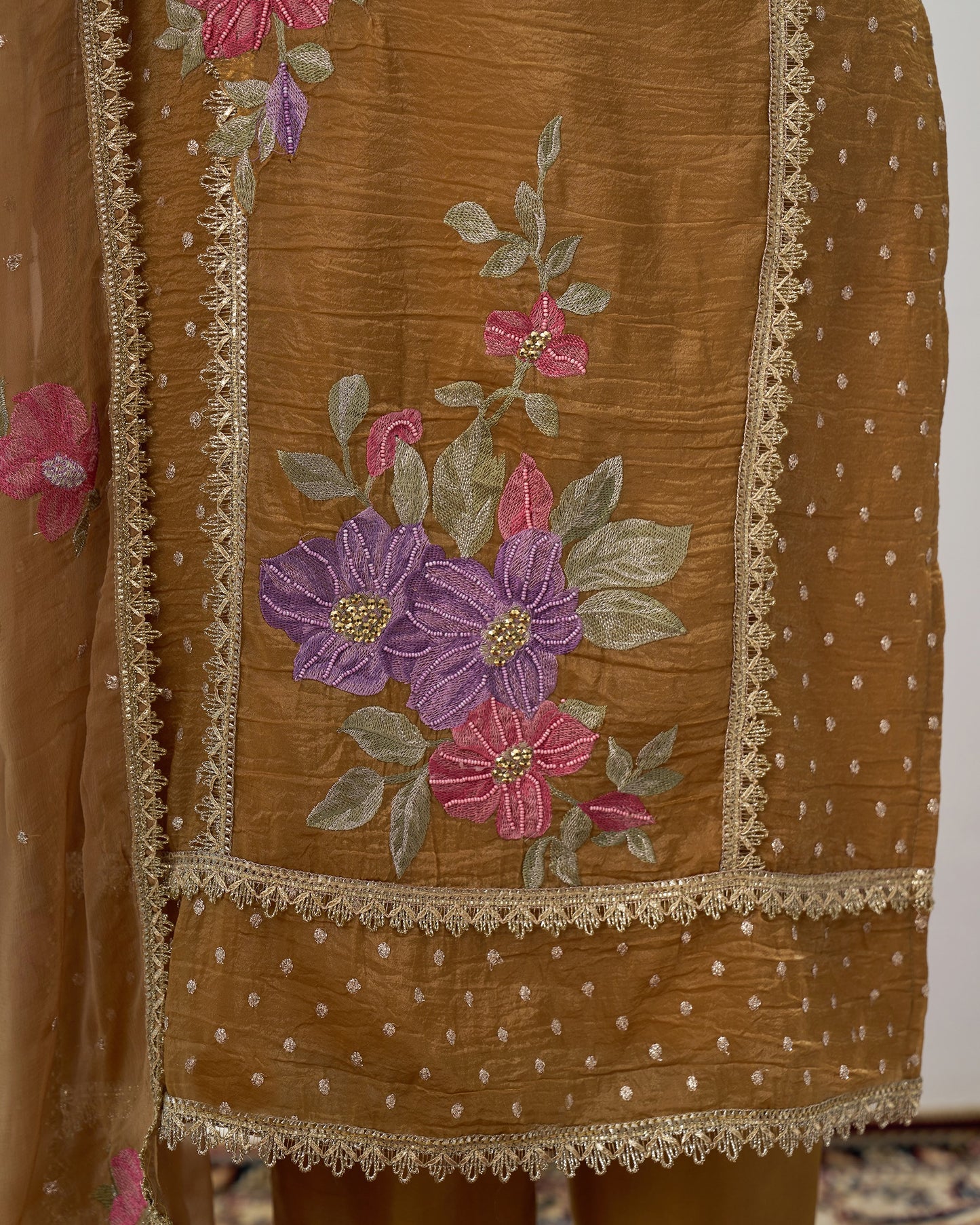 Yellow Crush Kameez With Salwar Suit For Indian & Pakistani Wedding Festival Season - Moti Thread & Sequence Embroidery Work